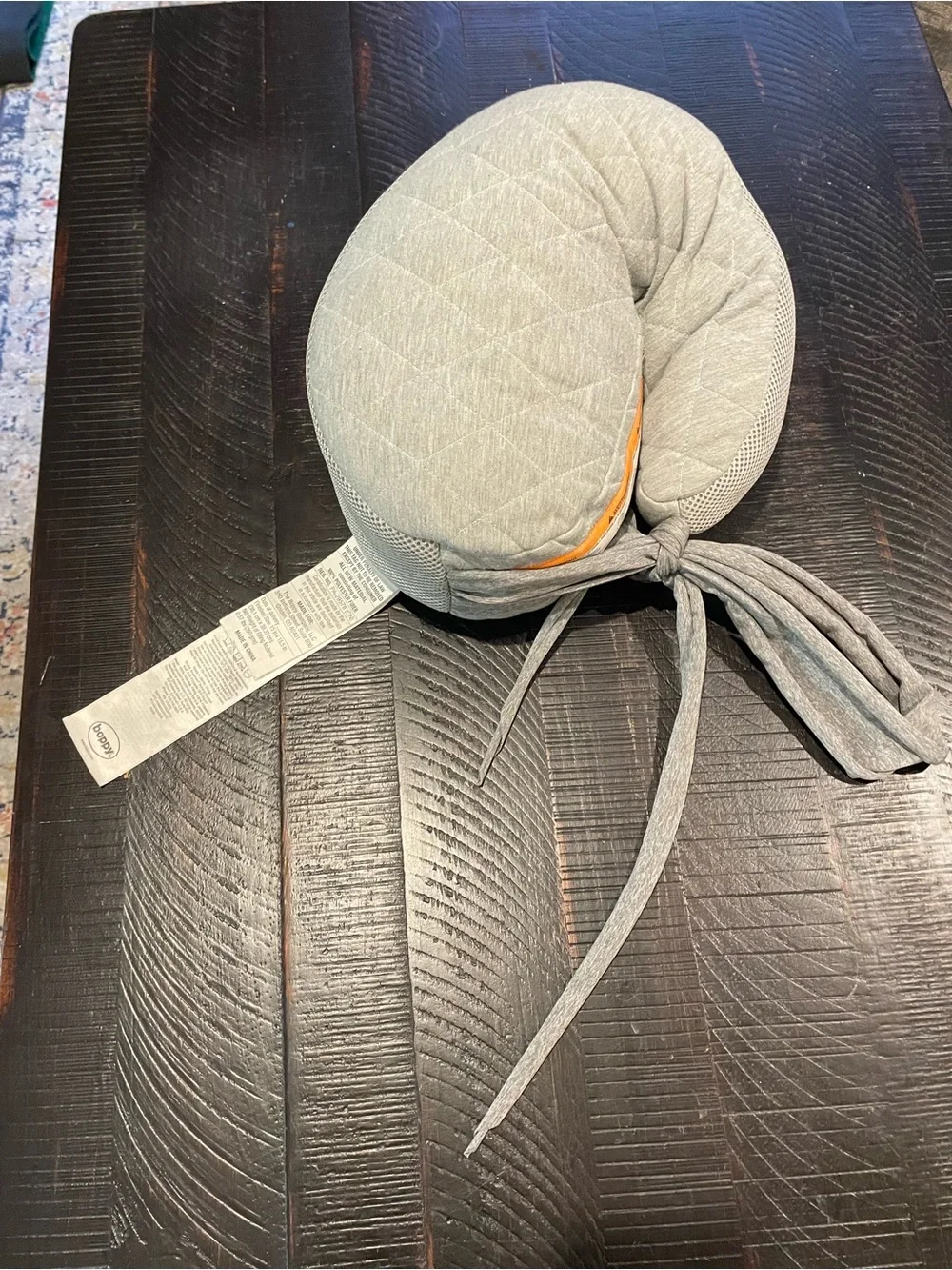 Boppy Quilted Grey Travel Nursing Pillow with Ties